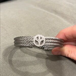Silver Cable Bracelet with Peace Symbol